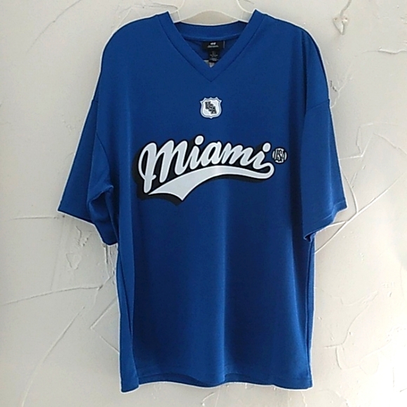 NWT H&M‎ Men's Small Oversized Miami Royal Blue V-Neck Jersey - Picture 1 of 5